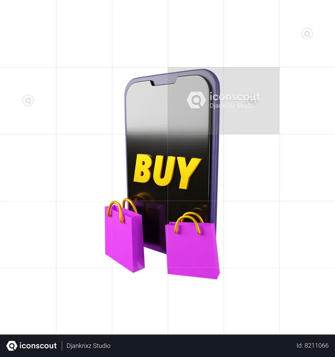 Compras pelo celular  3D Icon