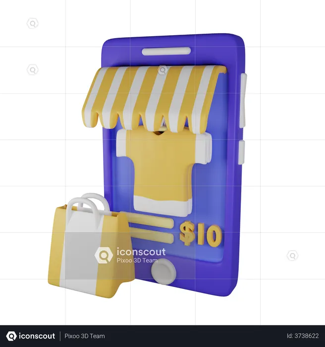 Compras pelo celular  3D Illustration