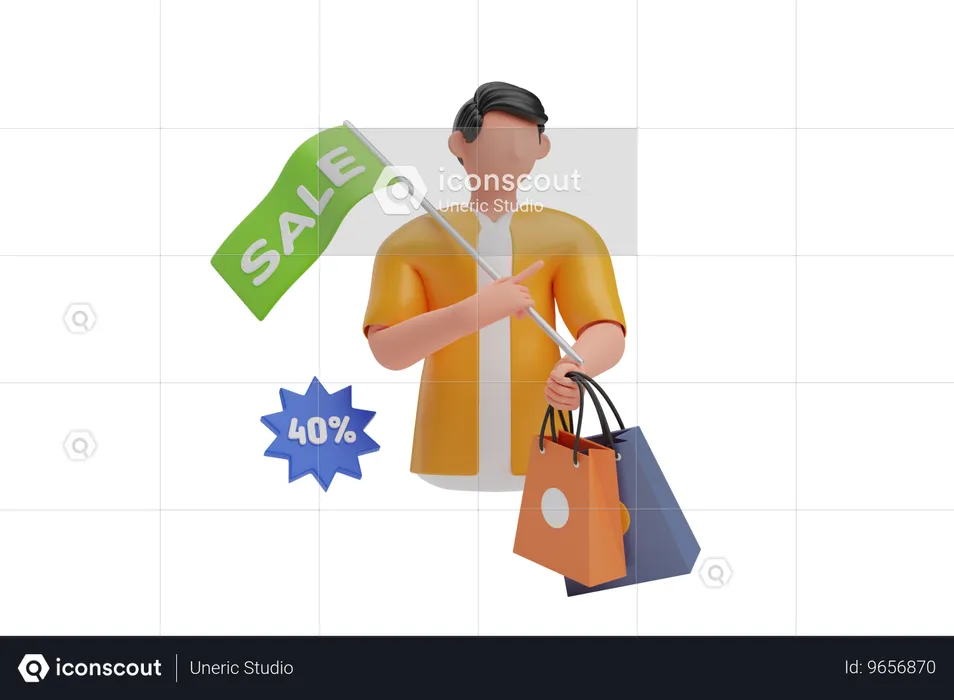 Venta de compras  3D Illustration