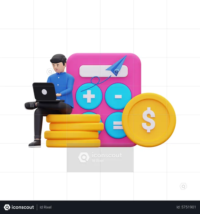 Comptable effectuant des calculs financiers  3D Illustration