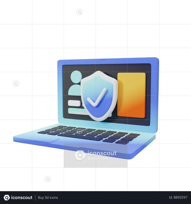 Computador protegido  3D Icon