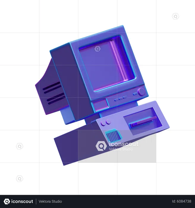 Computador volumoso  3D Icon