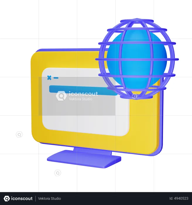 Computadora global  3D Icon