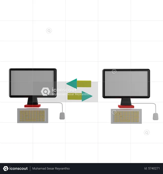 Computadores conectados  3D Icon