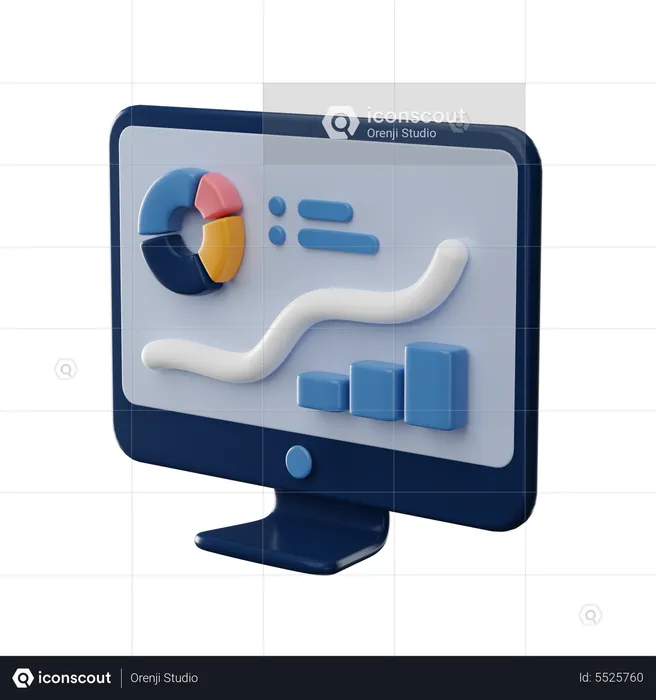 Computer analytics  3D Icon