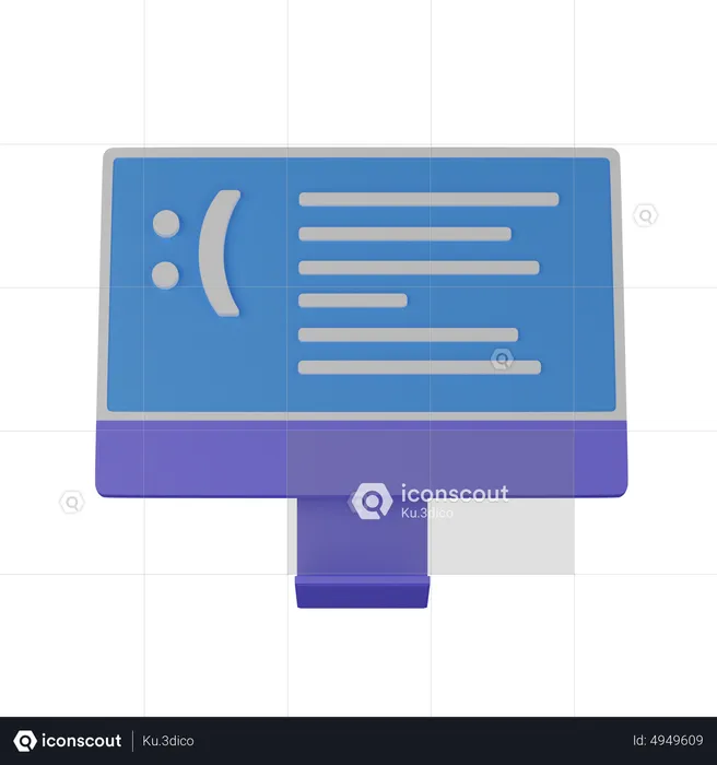 Computer blue screen  3D Icon