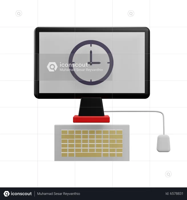 Computer Clock  3D Icon