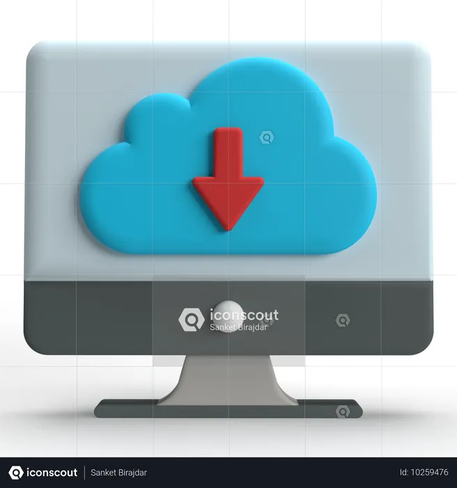 Computer-Cloud-Download  3D Icon