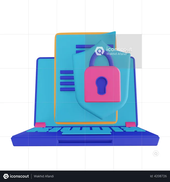 Computer Data Lock  3D Illustration