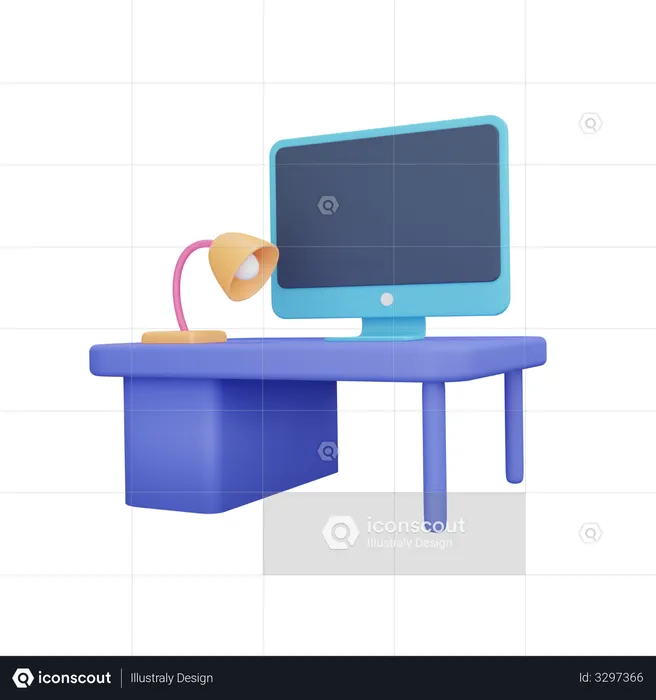 Computer Desk  3D Icon