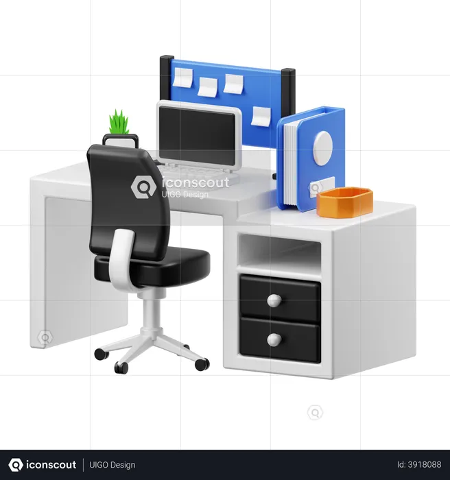 Computer Desk  3D Illustration