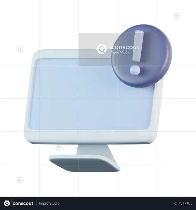 Computer Exclamation  3D Icon