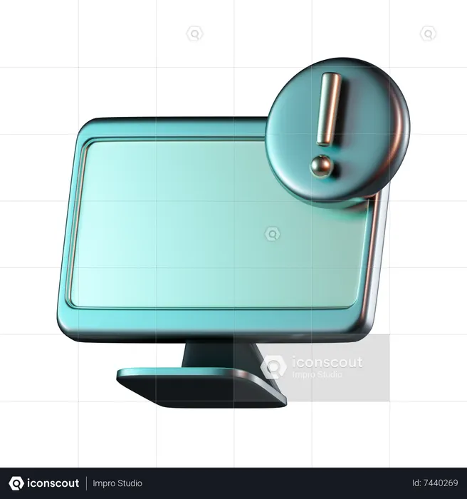 Computer Exclamation  3D Icon