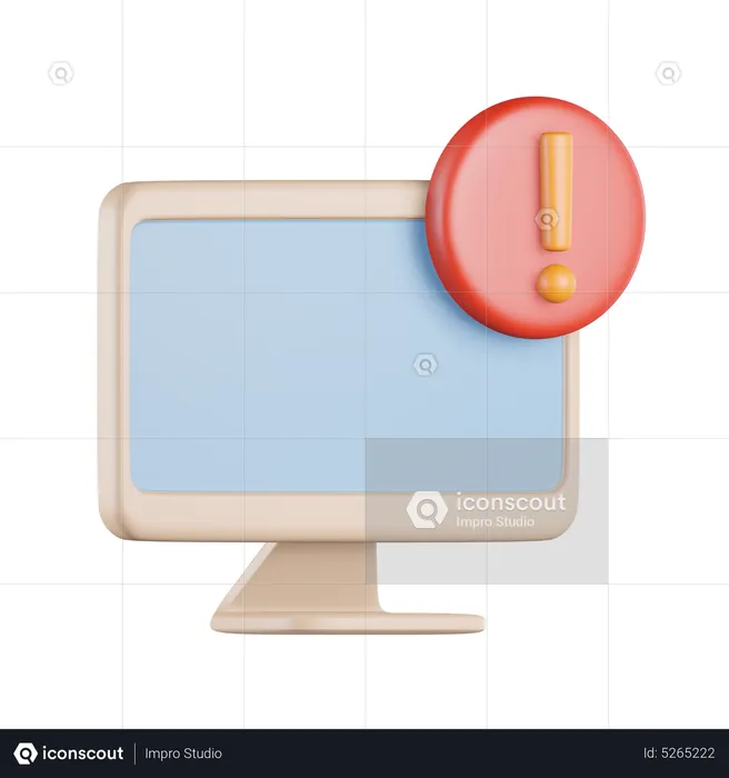 Computer Exclamation Alert  3D Icon