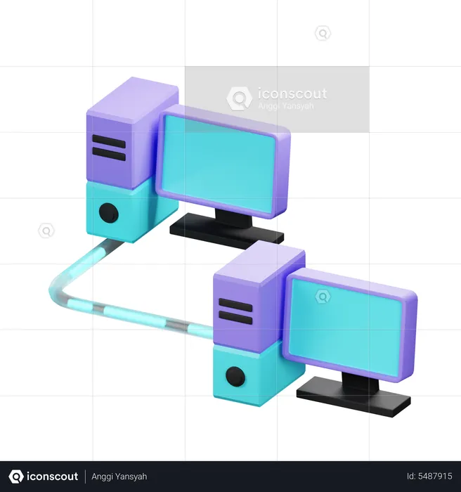 Computer File Sharing  3D Icon