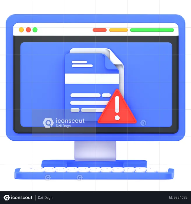 Computer File Warning  3D Icon