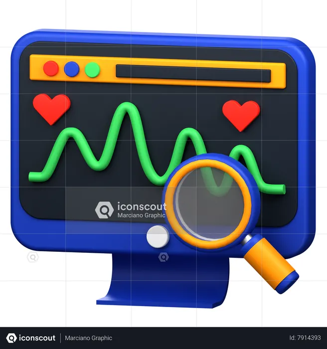 Computer Health Monitoring  3D Icon