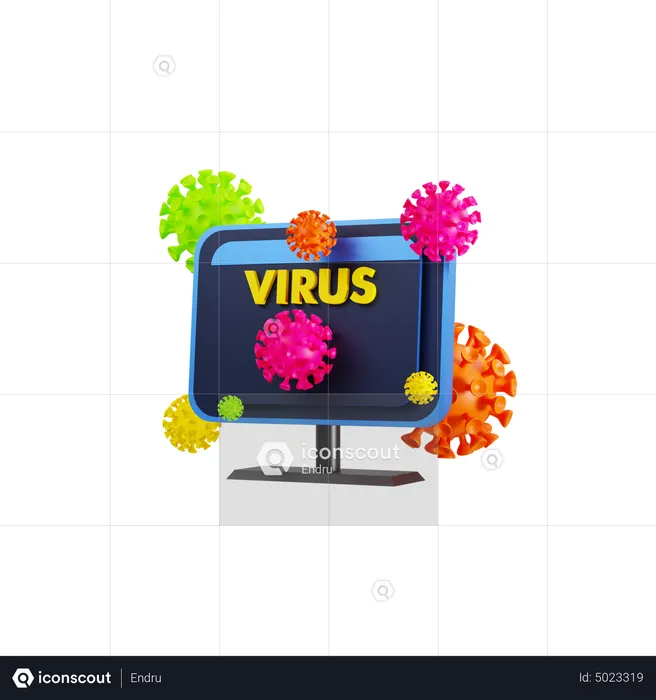 Computer Infected Virus  3D Icon