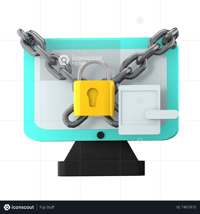 Computer Locked  3D Icon