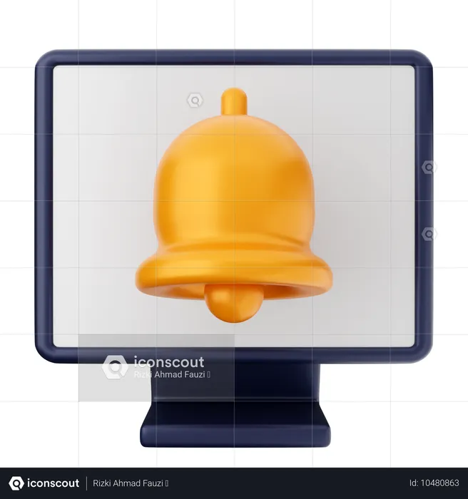 Computer Notification Bell  3D Icon