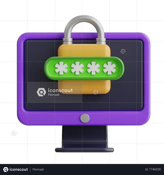 Computer Password  3D Icon