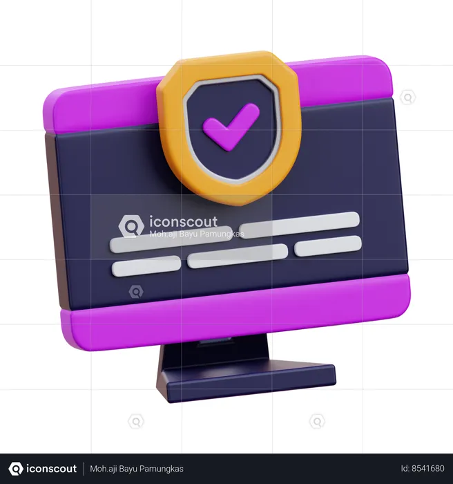 Computer Protection  3D Icon