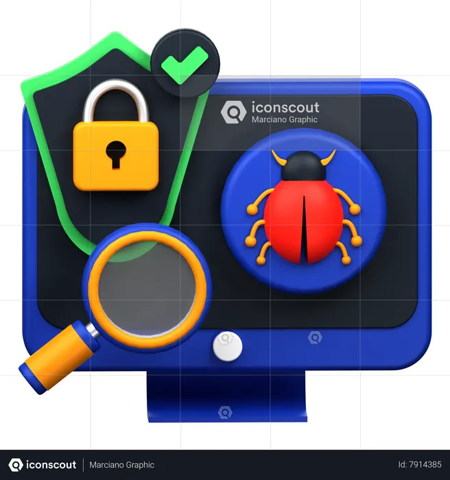 Computer Protection  3D Icon