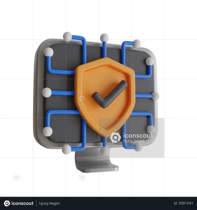 Computer Protection  3D Icon