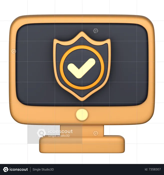 Computer Protection  3D Icon