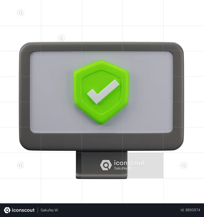 Computer Protection  3D Icon