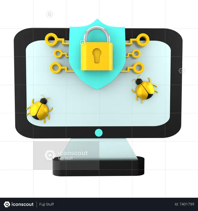 Computer Protection  3D Icon