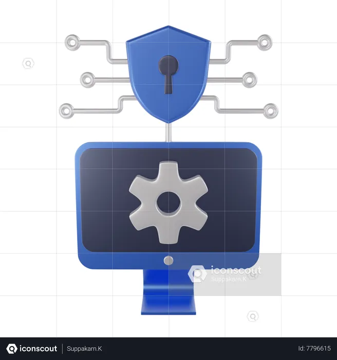 Computer Protection  3D Icon