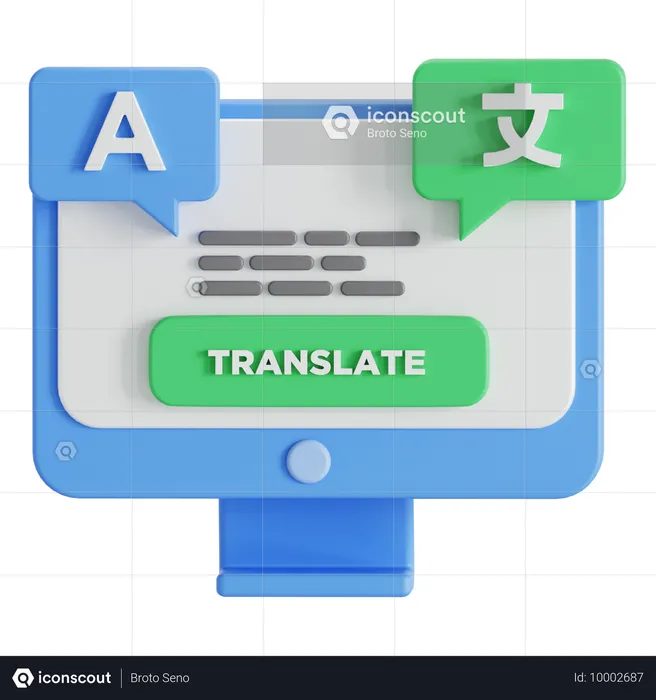 Computer translate japanese  3D Icon