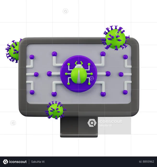 Computer Virus Infected  3D Icon