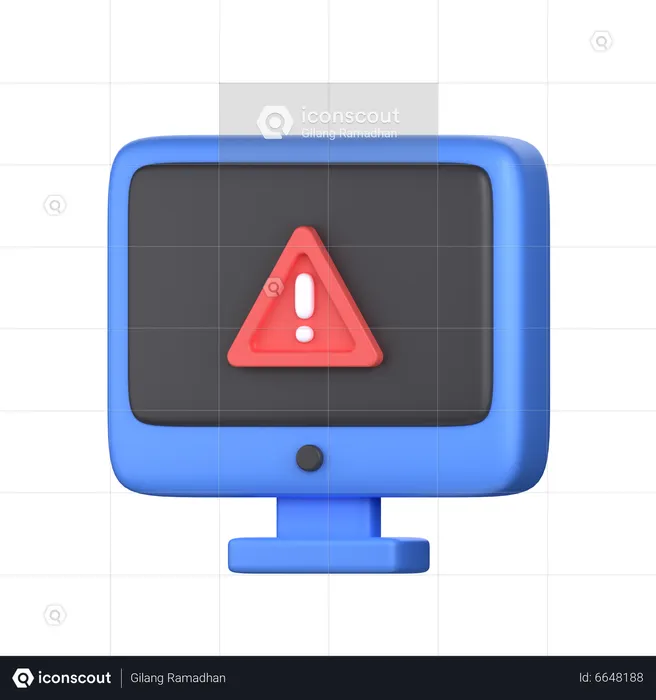 Computer Warning Alert  3D Icon