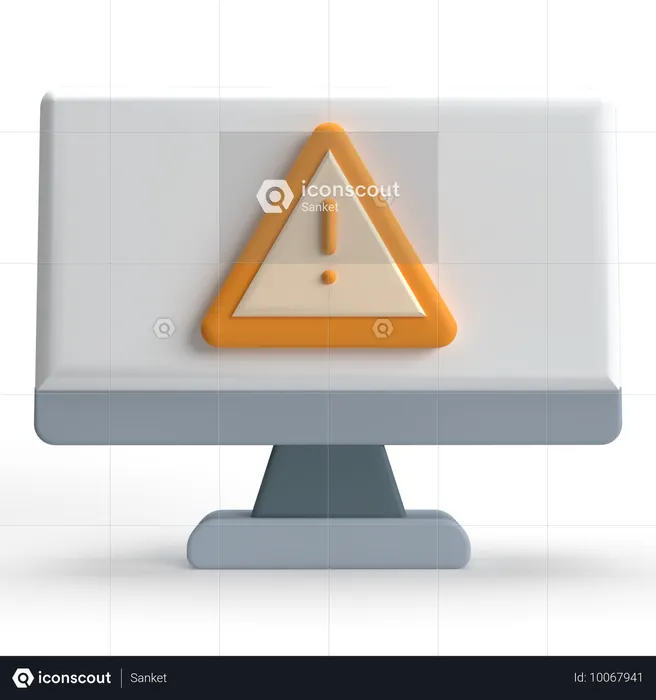 Computer Warning Sign  3D Icon
