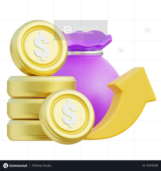 Conceito de crescimento financeiro e acumulação de lucros  3D Icon