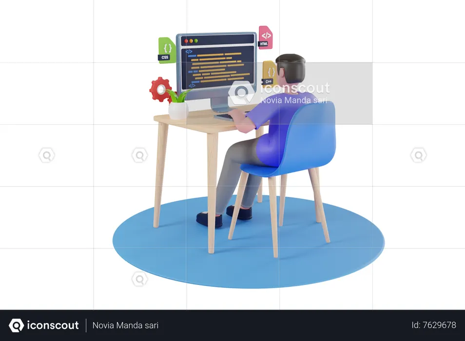 Concept of script coding and programming web site  3D Illustration