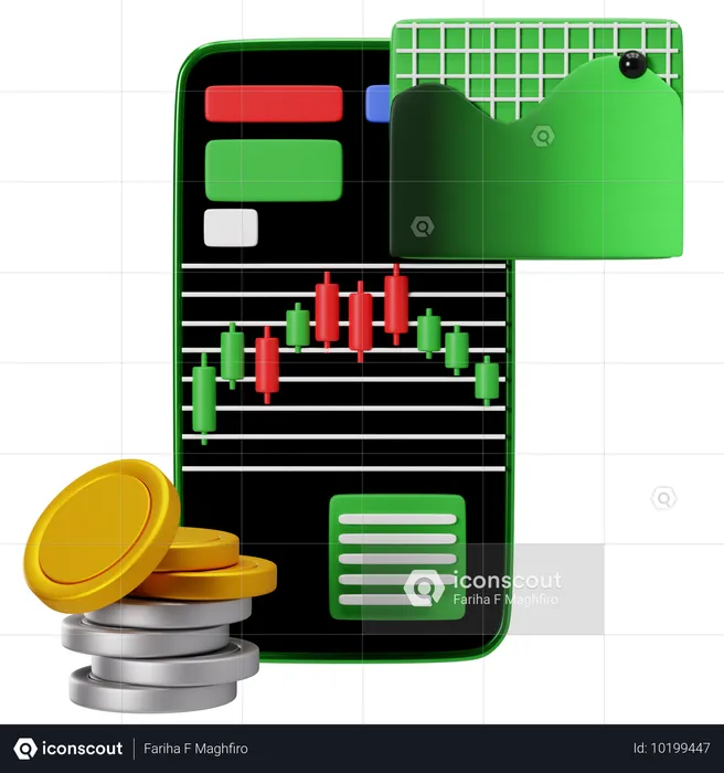 Conception de l'interface de l'application de trading mobile  3D Icon