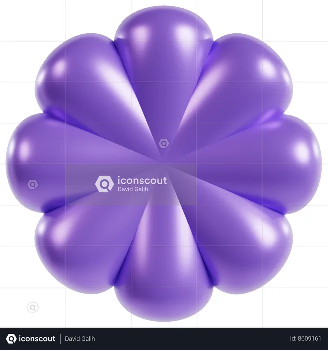 Conception de fleurs géométriques violettes  3D Icon
