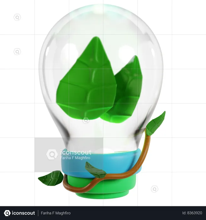 Concepto de bombilla de energía verde  3D Icon