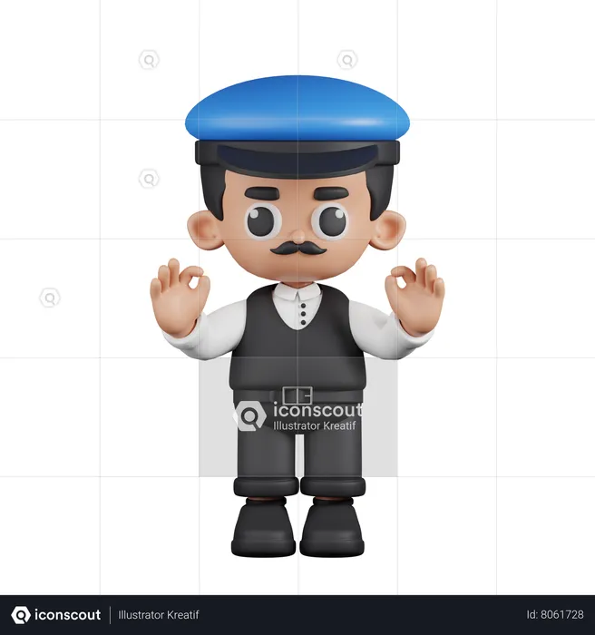 Conductor dando gesto con la mano Ok  3D Illustration