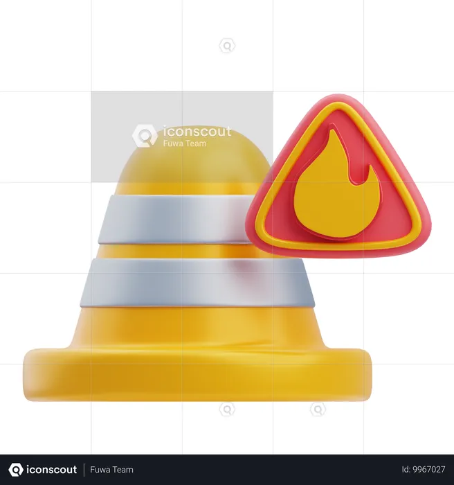 Cône de circulation avec panneau de feu  3D Icon