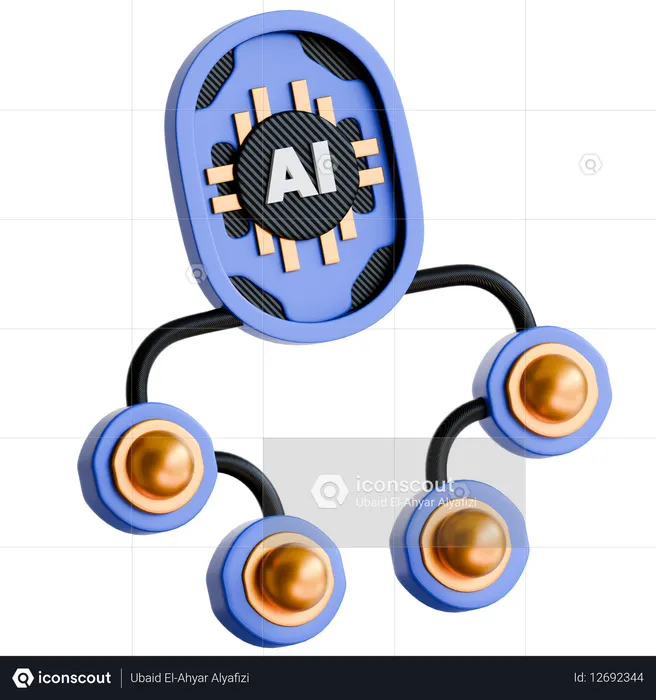Conectividade cerebral com IA  3D Icon