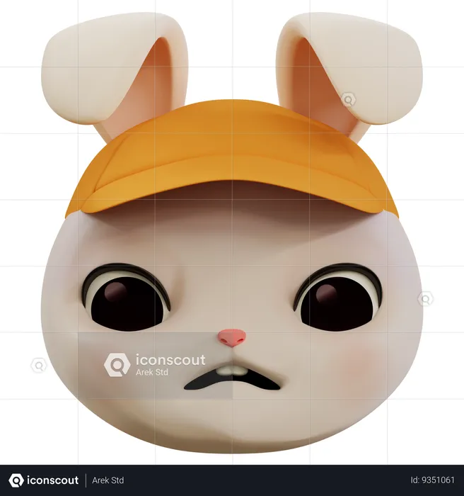 Emoji ansioso de conejo Emoji 3D Icon