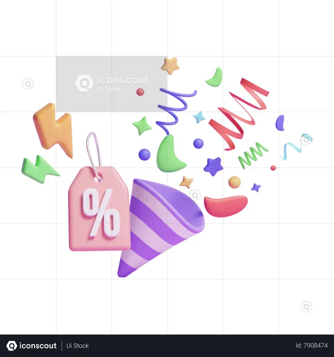 Confetti Discount  3D Icon