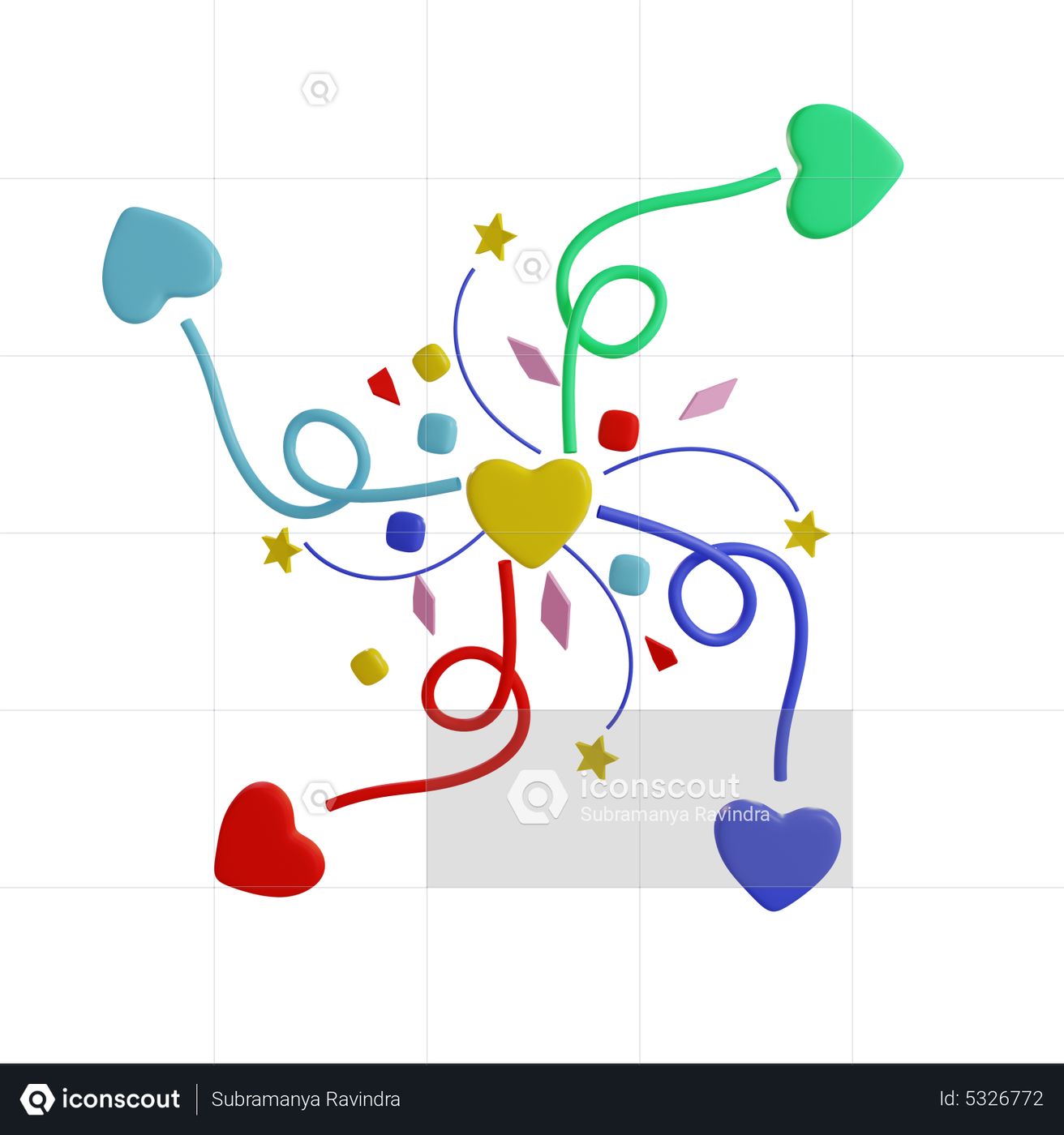 Premium Confetti Swirl 3D Icon download in PNG, OBJ or Blend format