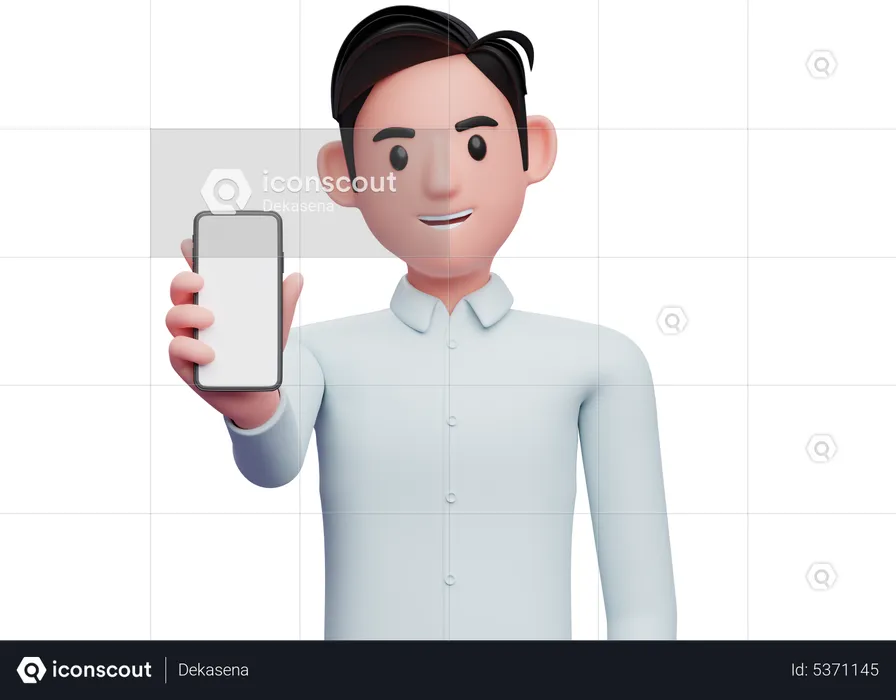 Confident Businessman showing phone screen  3D Illustration