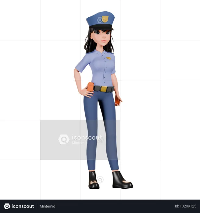 Confident Femlae Police Officer In Uniform  3D Illustration