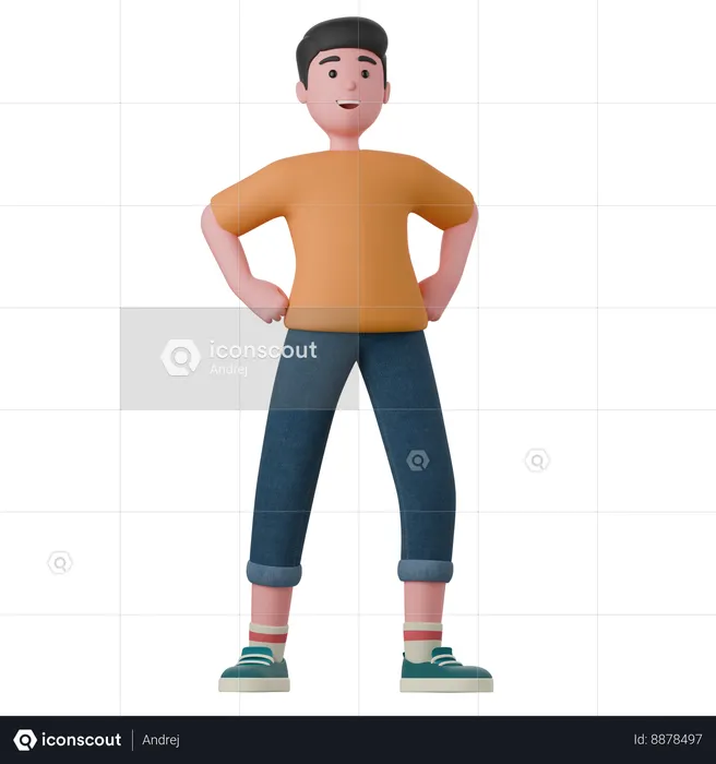 Confident Man Is Standing  3D Illustration